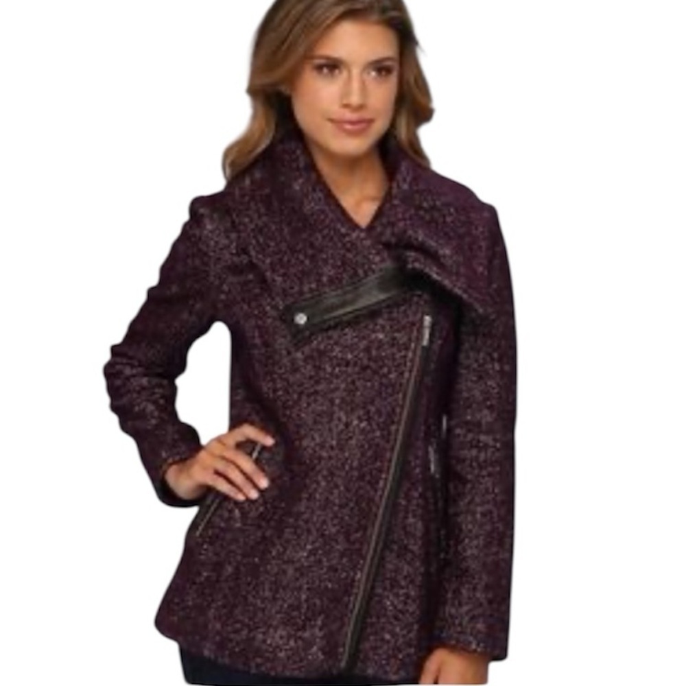 Cole Haan Signature Asymmetrical Wool Blend Coat Size 12
